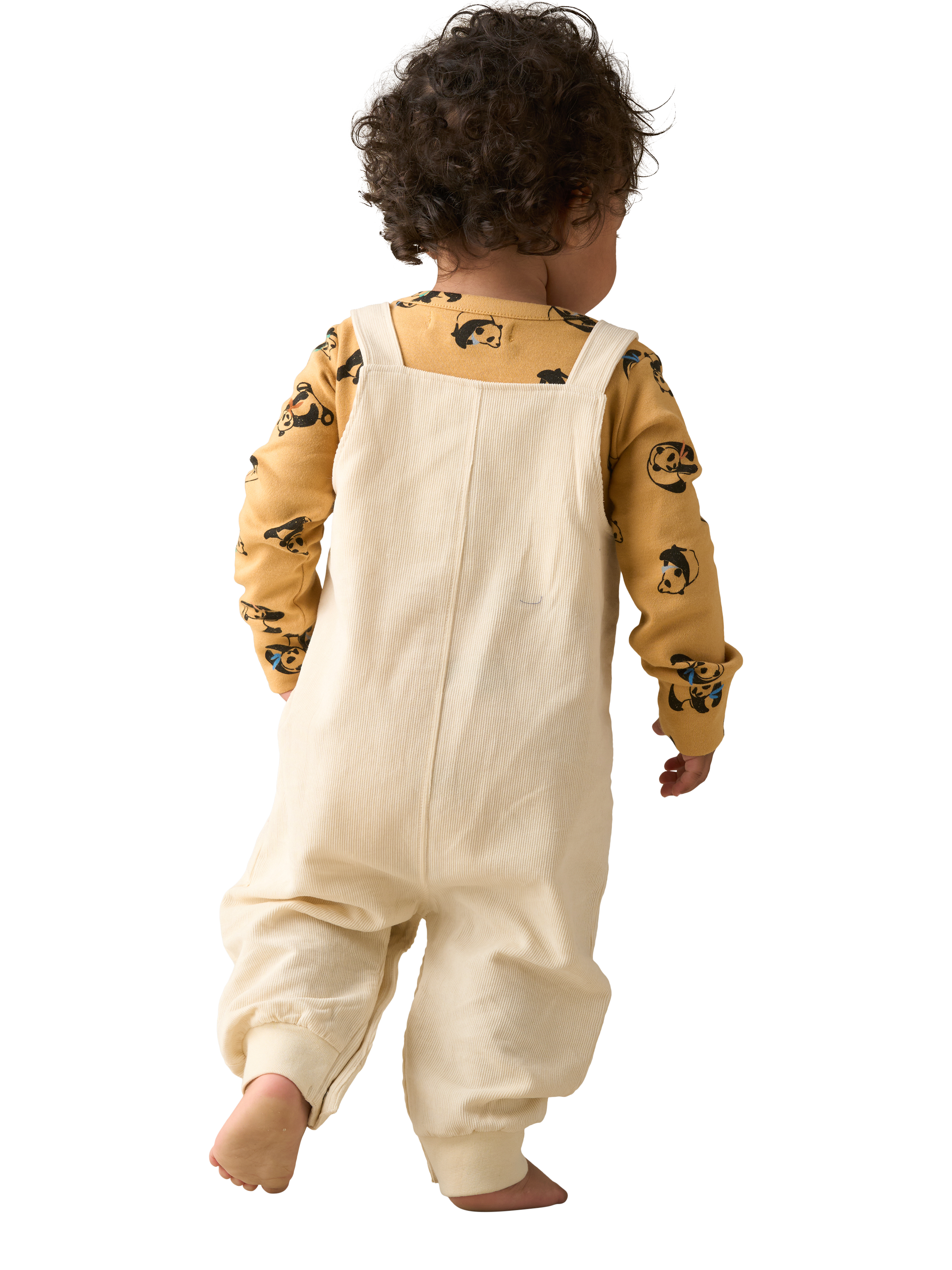 Product image 5 of 8, which shows Angel & Rocket Baby Dungaree and Panda Top Set, Stone, 3-6 months