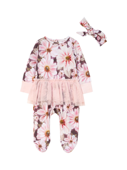 Angel & Rocket Baby Cotton Tutu Floral Print Babygrow, Pink/Multi, Pink/Multi