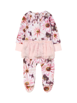 Angel & Rocket Baby Cotton Tutu Floral Print Babygrow, Pink/Multi - view 2, Pink/Multi