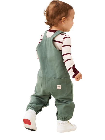Angel & Rocket Baby Mini Dungarees Set, Green - view 2, Green