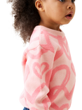 Angel & Rocket Kids' Cotton Blend Heart Jumper, Coral