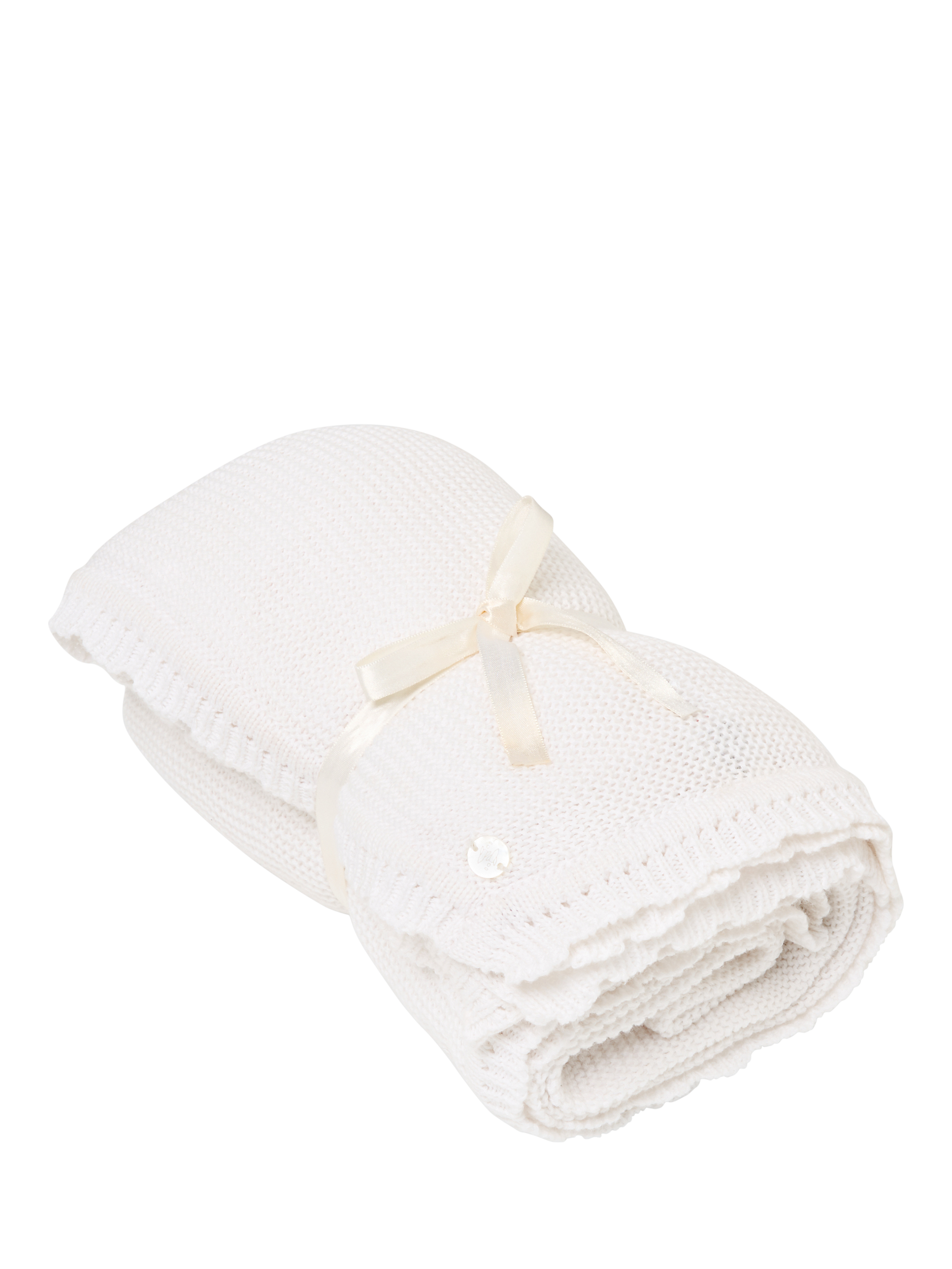 Product image 1 of 3, which shows Angel & Rocket Baby Knitted Blanket, Beige