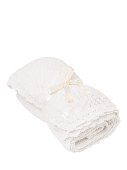 Angel & Rocket Baby Knitted Blanket, Beige, Beige