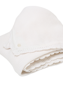 Angel & Rocket Baby Knitted Blanket, Beige - view 2, Beige