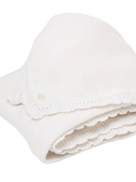 Angel & Rocket Baby Knitted Blanket, Beige - view 2, Beige