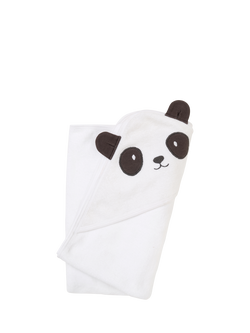 Angel & Rocket Baby Panda Hooded Towel, White - view 2, White