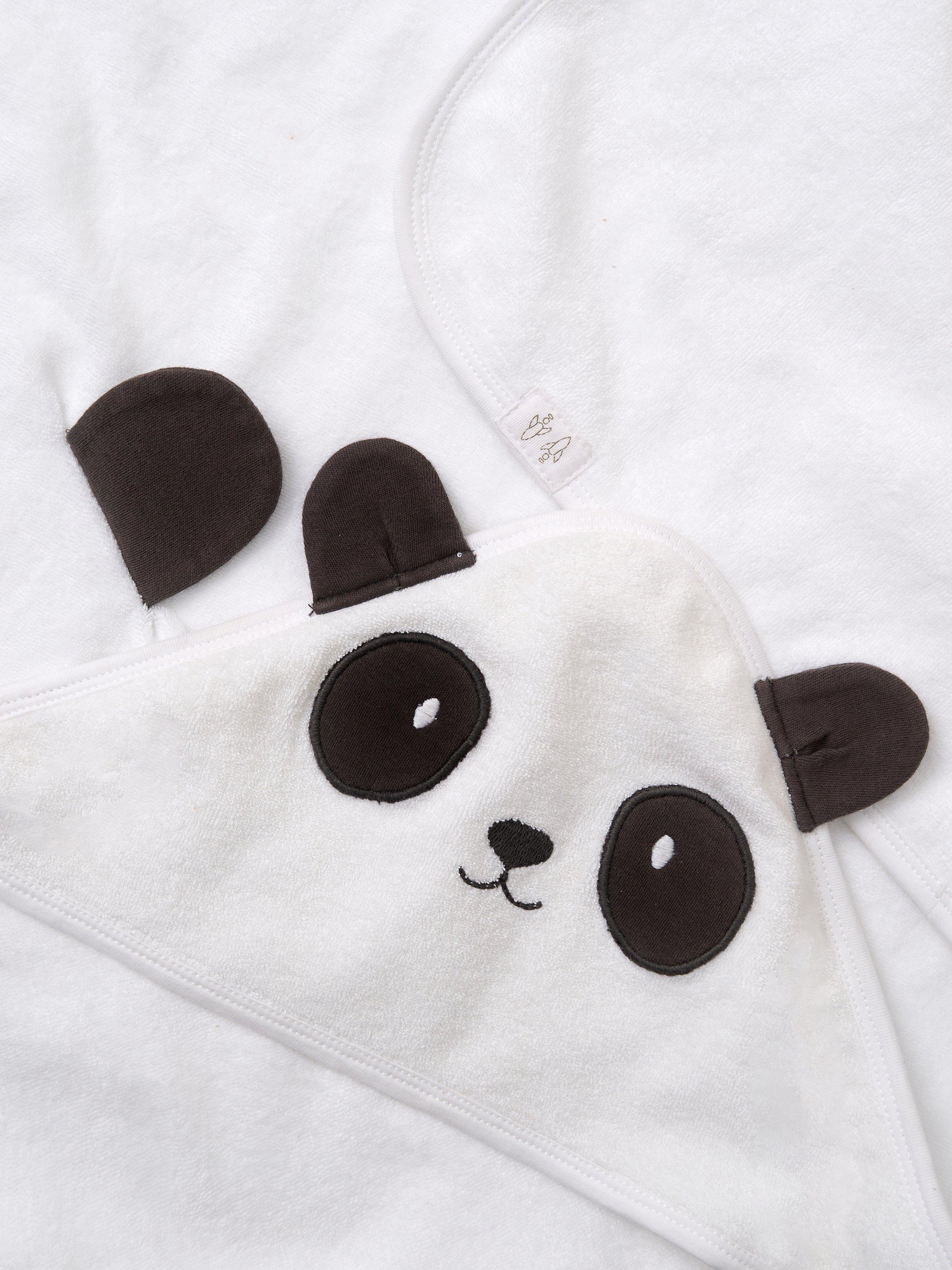 Product image 4 of 4, which shows Angel & Rocket Baby Panda Hooded Towel, White, One Size