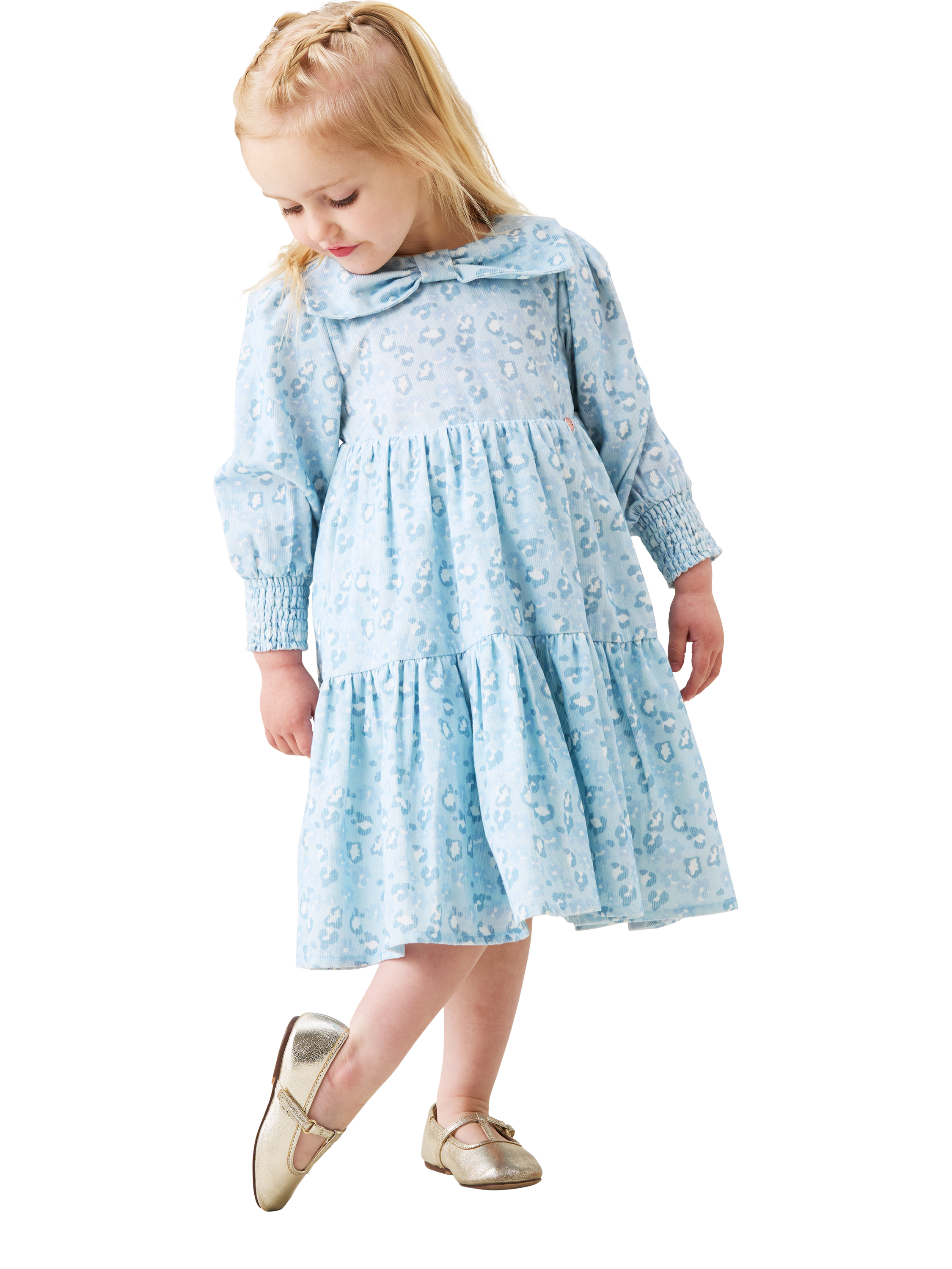 Product image 1 of 8, which shows Angel & Rocket Kids' Bow Collar Cord Dress, Blue, 3-6 months