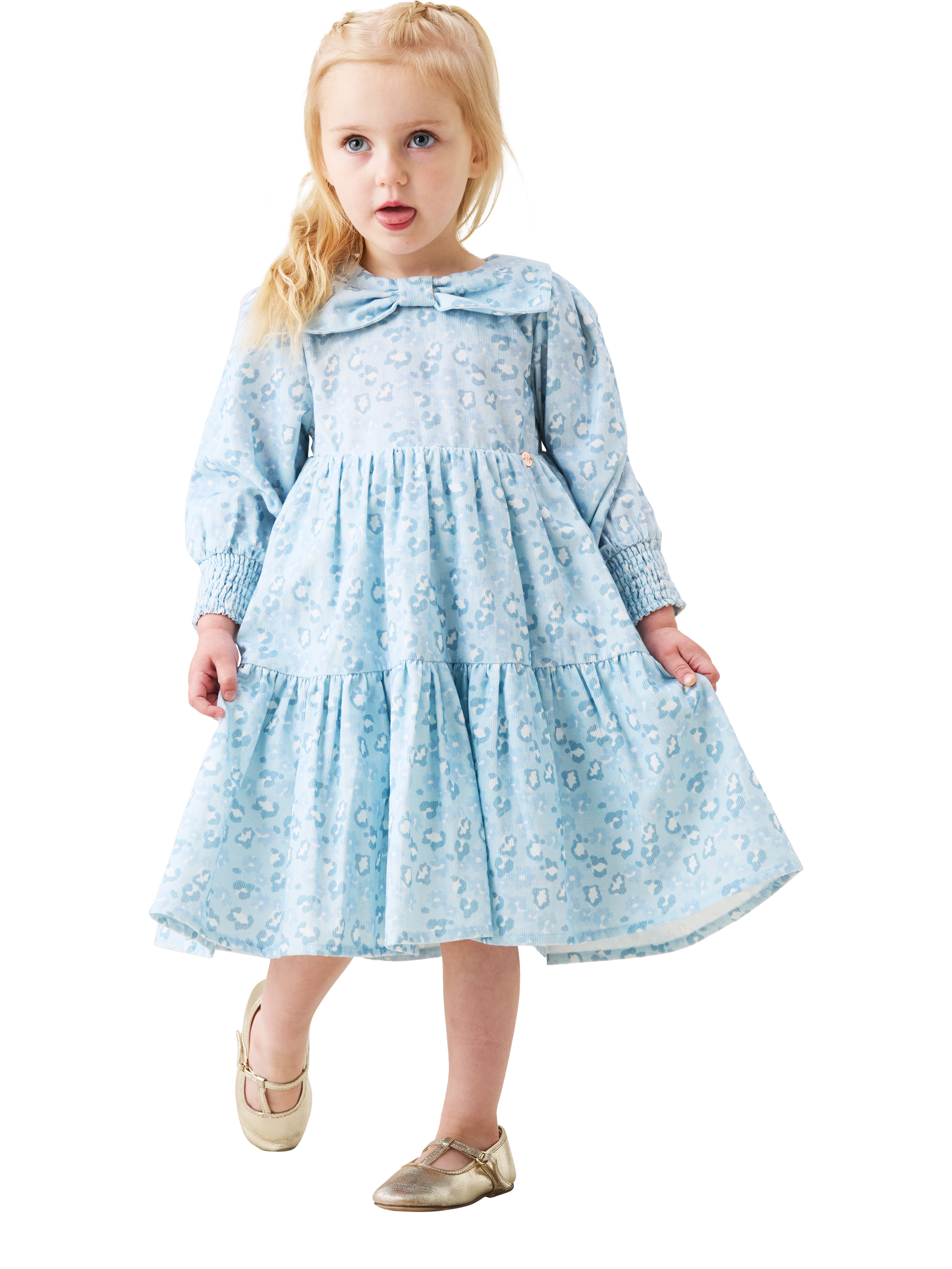 Product image 4 of 8, which shows Angel & Rocket Kids' Bow Collar Cord Dress, Blue, 3-6 months