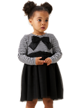 Angel & Rocket Baby Striped Mesh Bow Tutu Dress, Black/White, Black