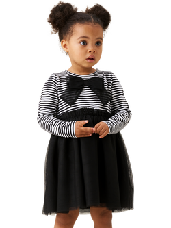 Angel & Rocket Baby Striped Mesh Bow Tutu Dress, Black/White, Black