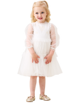 Angel & Rocket Kids' Mesh Embroidered Boho Dress, Ivory