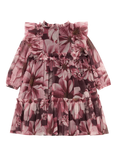 Angel & Rocket Baby Mesh Long Sleeved Frill Floral Dress, Burgundy