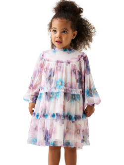 Angel & Rocket Baby Mesh Dress, Multi, Burgundy