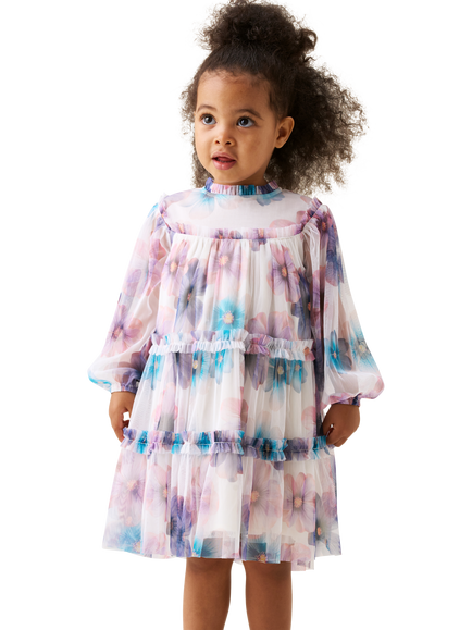 Angel & Rocket Baby Mesh Dress, Multi, Burgundy