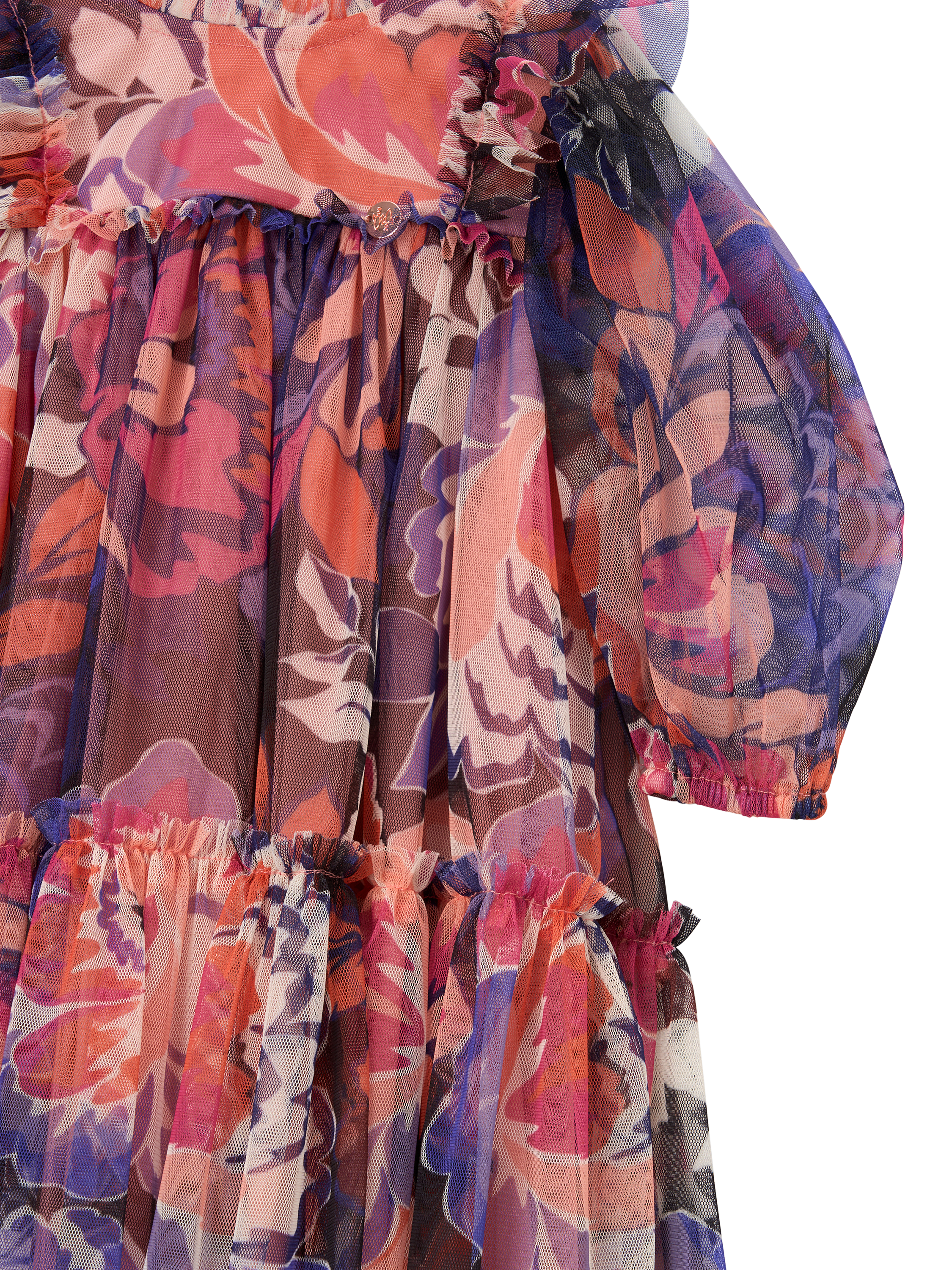 Product image 4 of 4, which shows Angel & Rocket Kids' Mesh Long Sleeved Tiered Floral Dress, Multi, 3-6 months