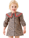 Angel & Rocket Baby Cotton Frill Collar Leopard Print Dress Set, Brown