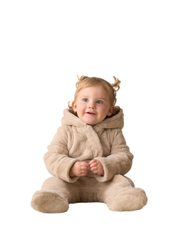 Angel & Rocket Baby Faux Fur Pramsuit, Taupe - view 2, Taupe