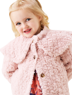 Angel & Rocket Baby Faux Fur Cape Collar Coat, Pink - view 2, Pink