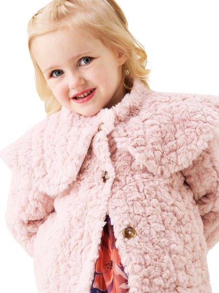 Angel & Rocket Baby Faux Fur Cape Collar Coat, Pink - view 2, Pink