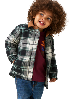 Angel & Rocket Baby Plaid Padded Shacket, Green, Green