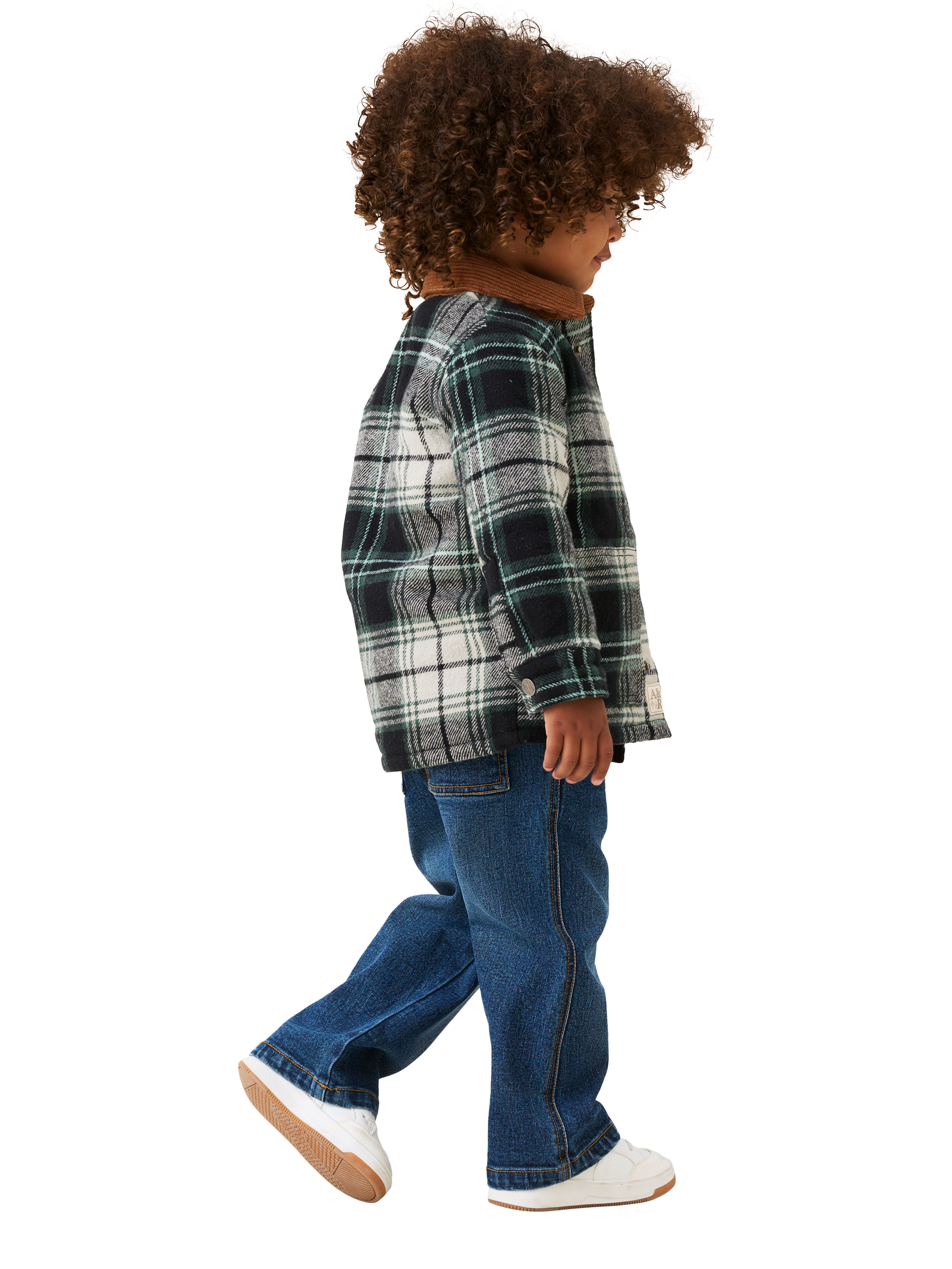 Product image 3 of 3, which shows Angel & Rocket Baby Plaid Padded Shacket, Green, 3-6 months