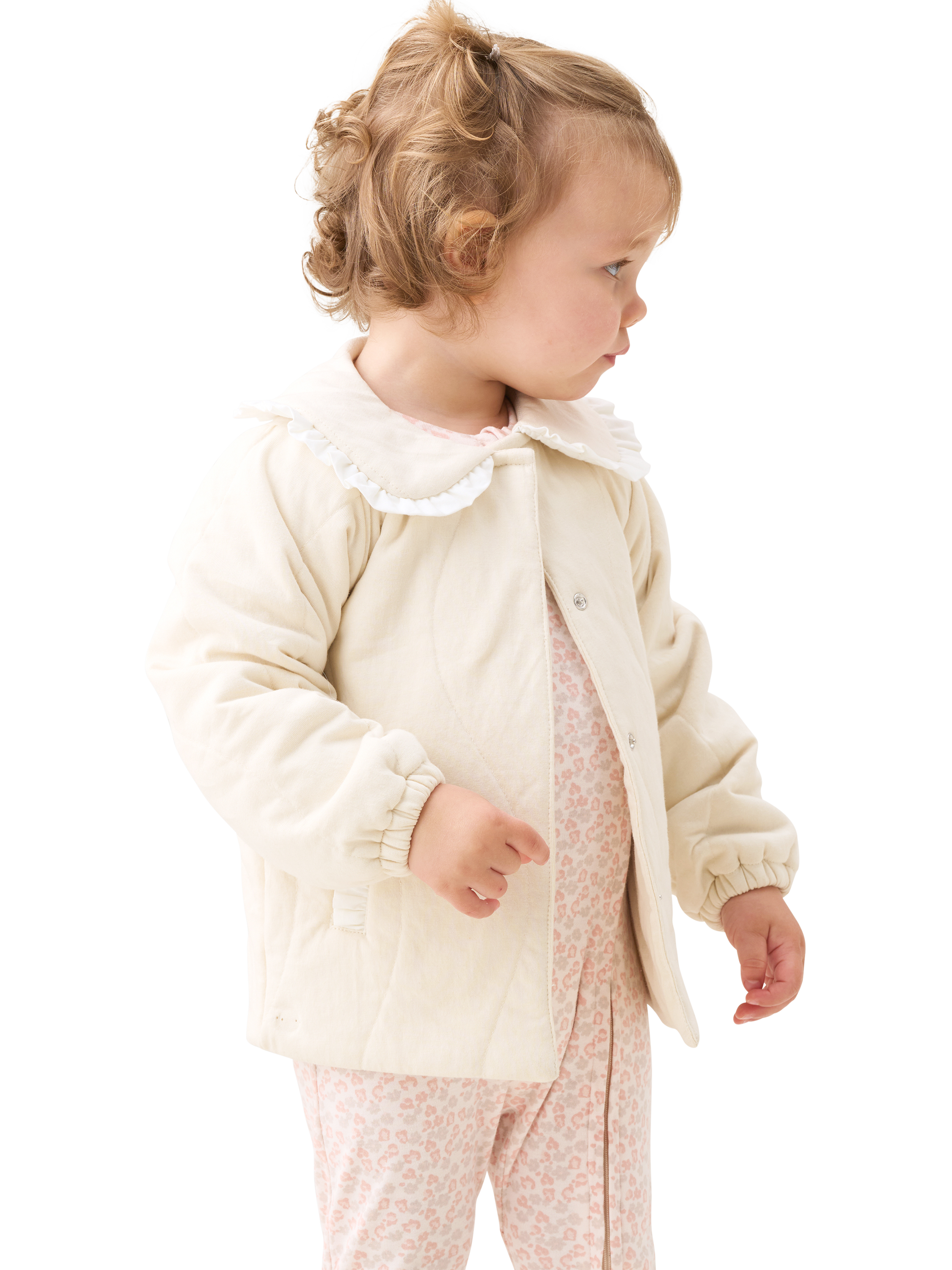 Product image 1 of 2, which shows Angel & Rocket Baby Quilted Jersey Jacket, Stone, 0-3 months