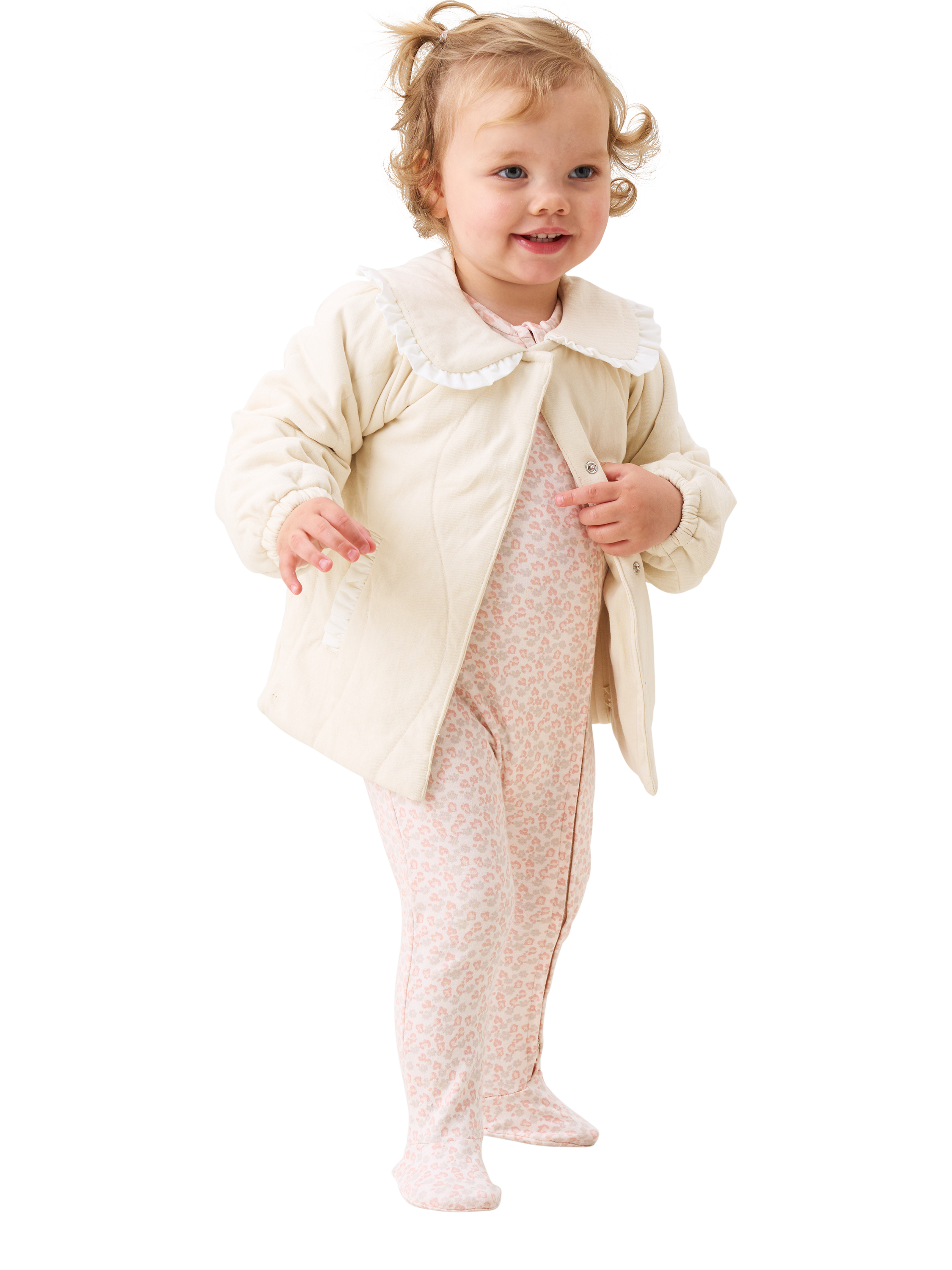 Product image 2 of 2, which shows Angel & Rocket Baby Quilted Jersey Jacket, Stone, 0-3 months