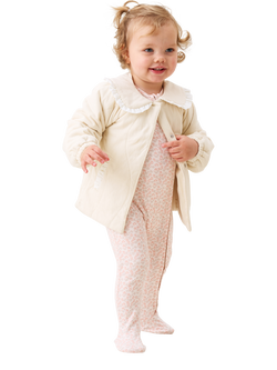 Angel & Rocket Baby Quilted Jersey Jacket, Stone - view 2, Stone