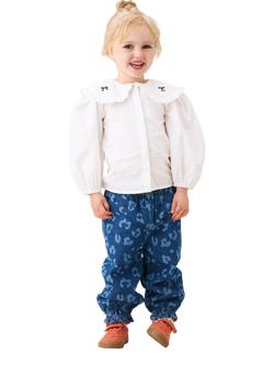 Angel & Rocket Kids' Cotton Embroidered Collar Blouse, White - view 2, White