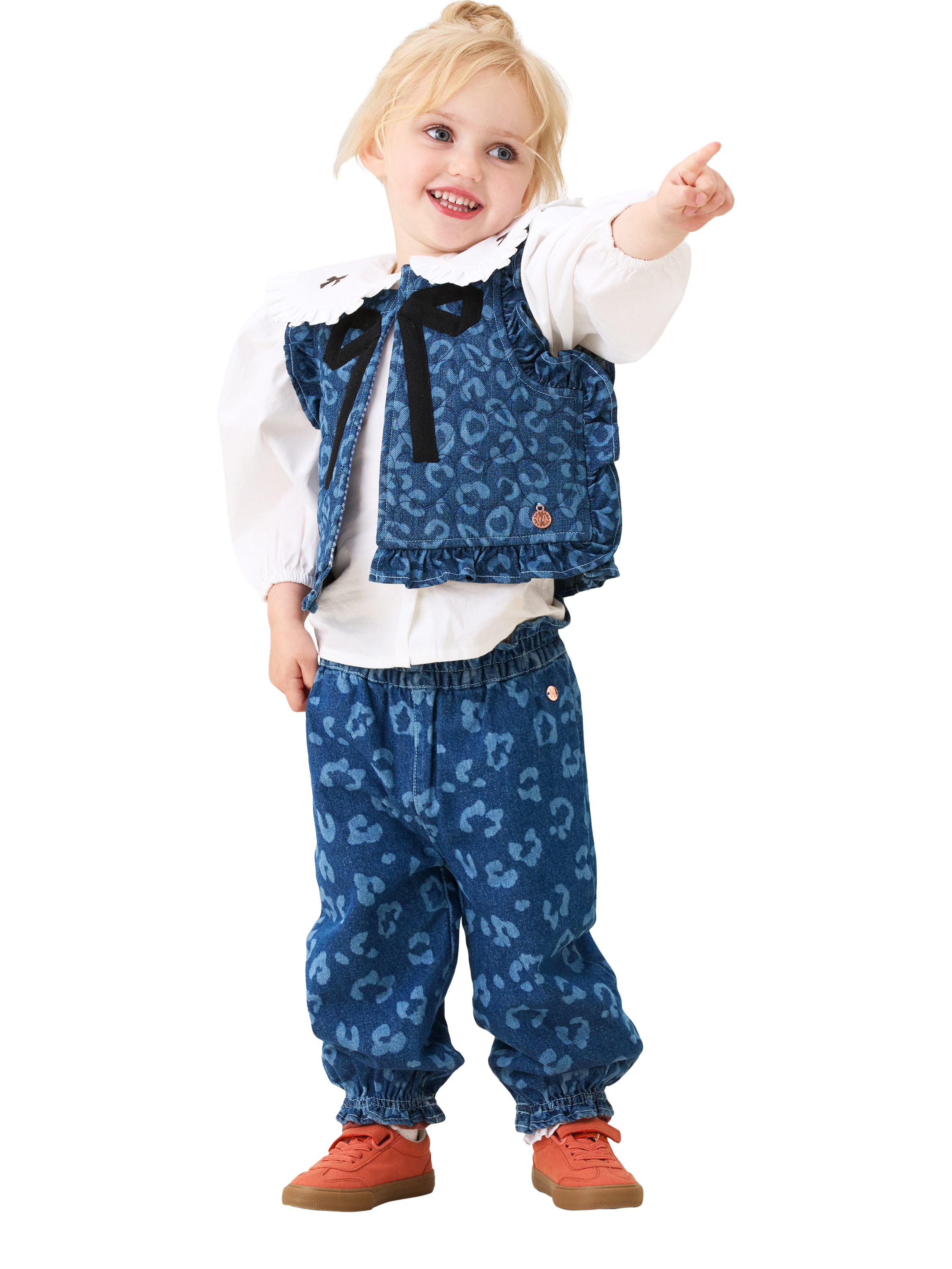 Product image 3 of 4, which shows Angel & Rocket Kids' Cotton Embroidered Collar Blouse, White, 3-6 months