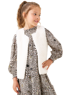 Angel & Rocket Baby Faux Fur Gilet, Cream, Cream
