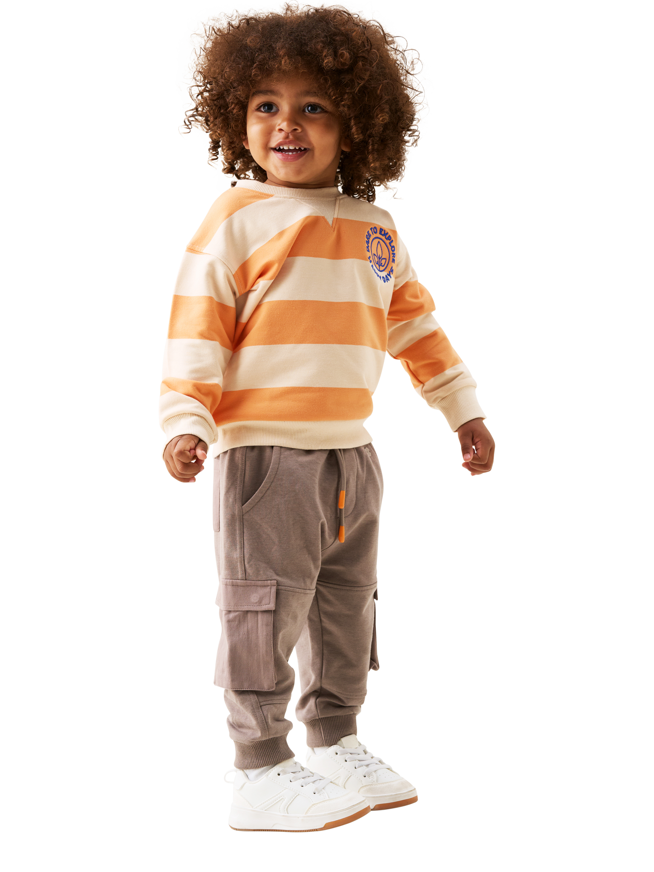 Product image 2 of 7, which shows Angel & Rocket Baby Mini Cargo Joggers, Taupe, 3-6 months