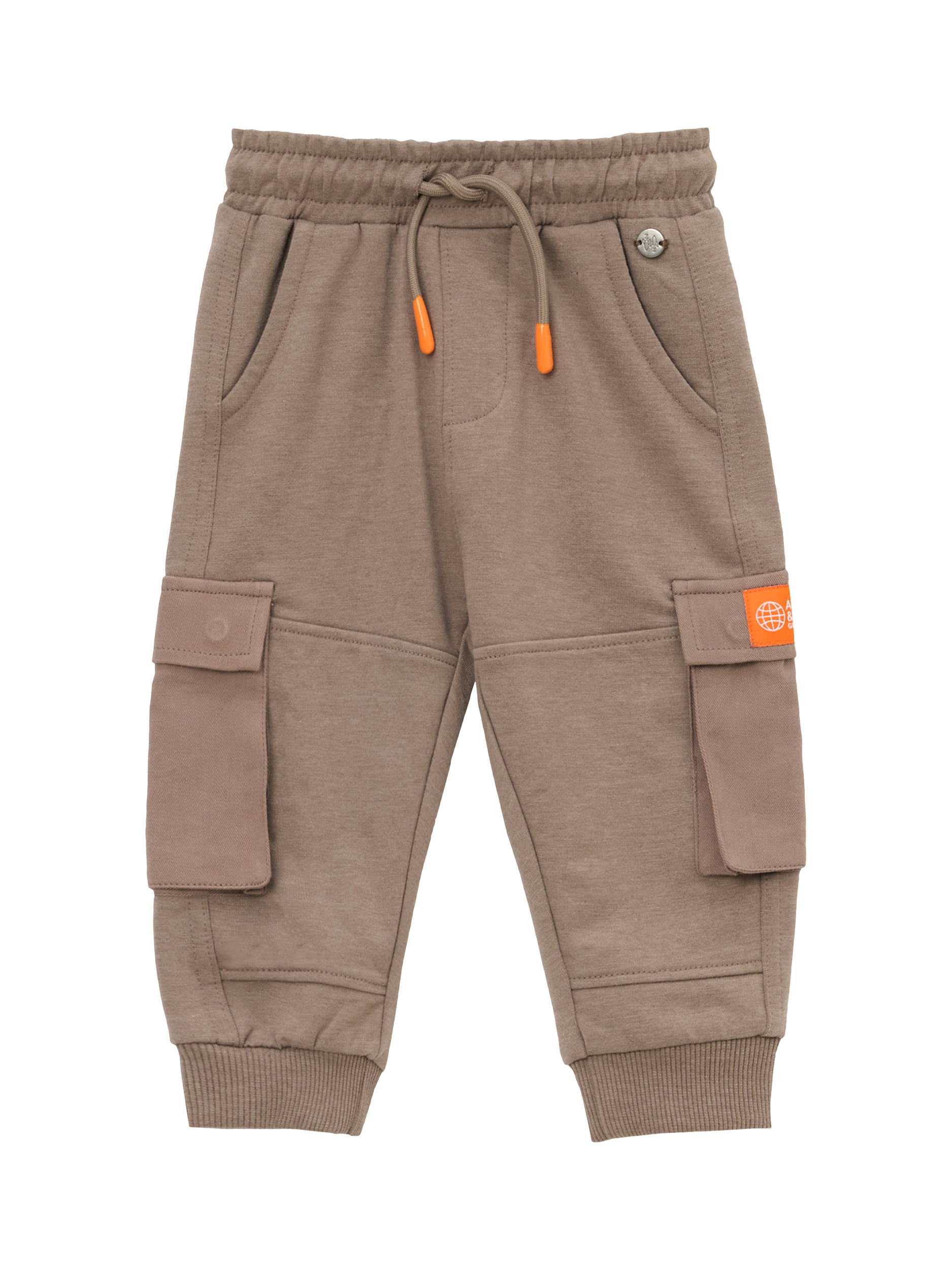Product image 5 of 7, which shows Angel & Rocket Baby Mini Cargo Joggers, Taupe, 3-6 months