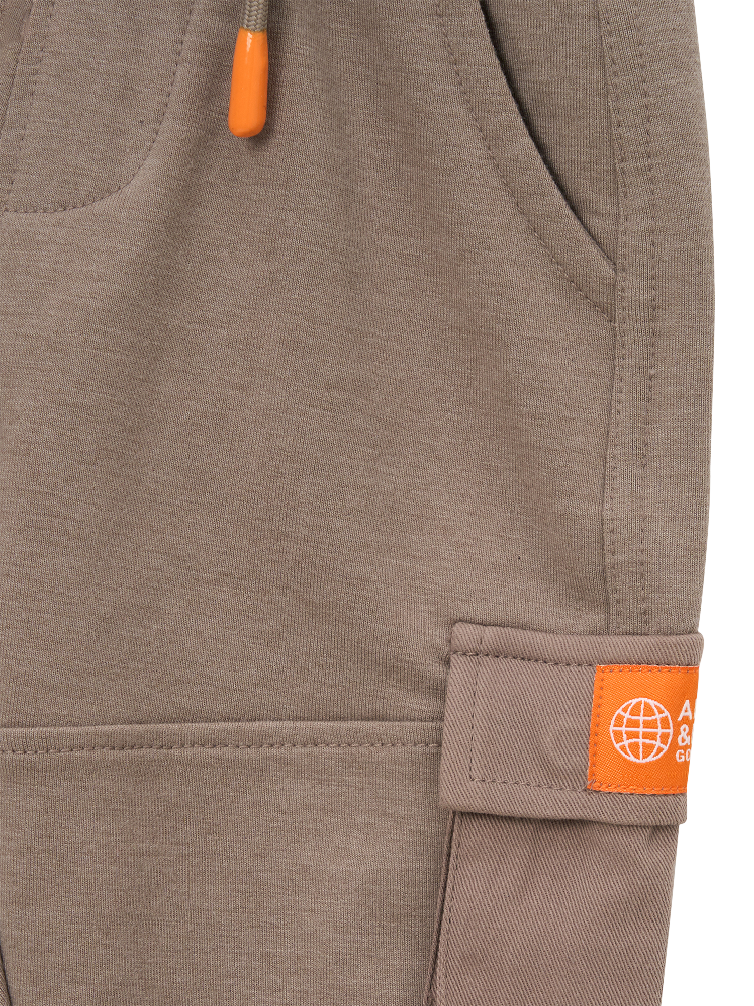 Product image 7 of 7, which shows Angel & Rocket Baby Mini Cargo Joggers, Taupe, 3-6 months