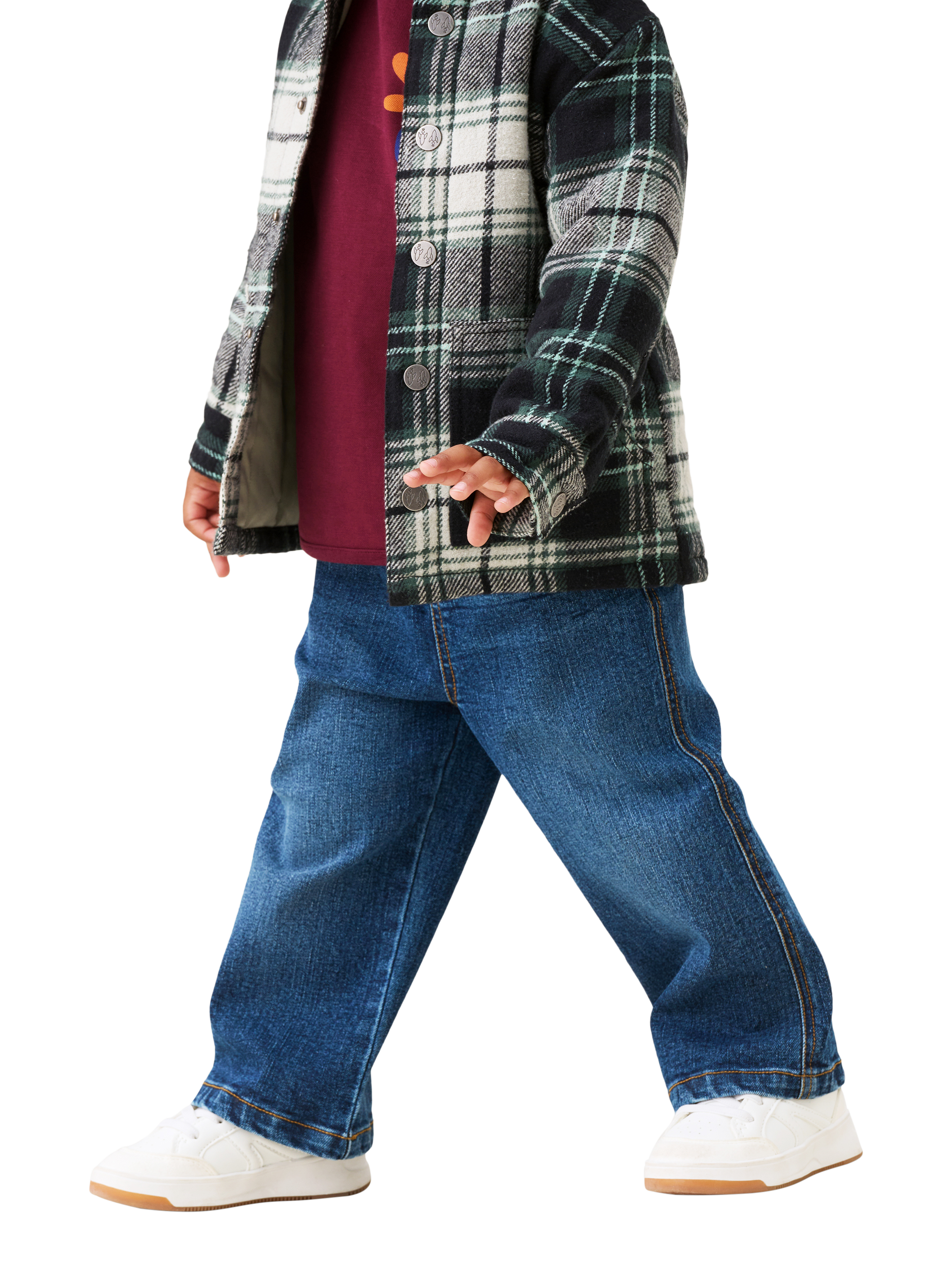 Product image 1 of 4, which shows Angel & Rocket Baby Mini Jogger Jeans, Blue, 3-6 months