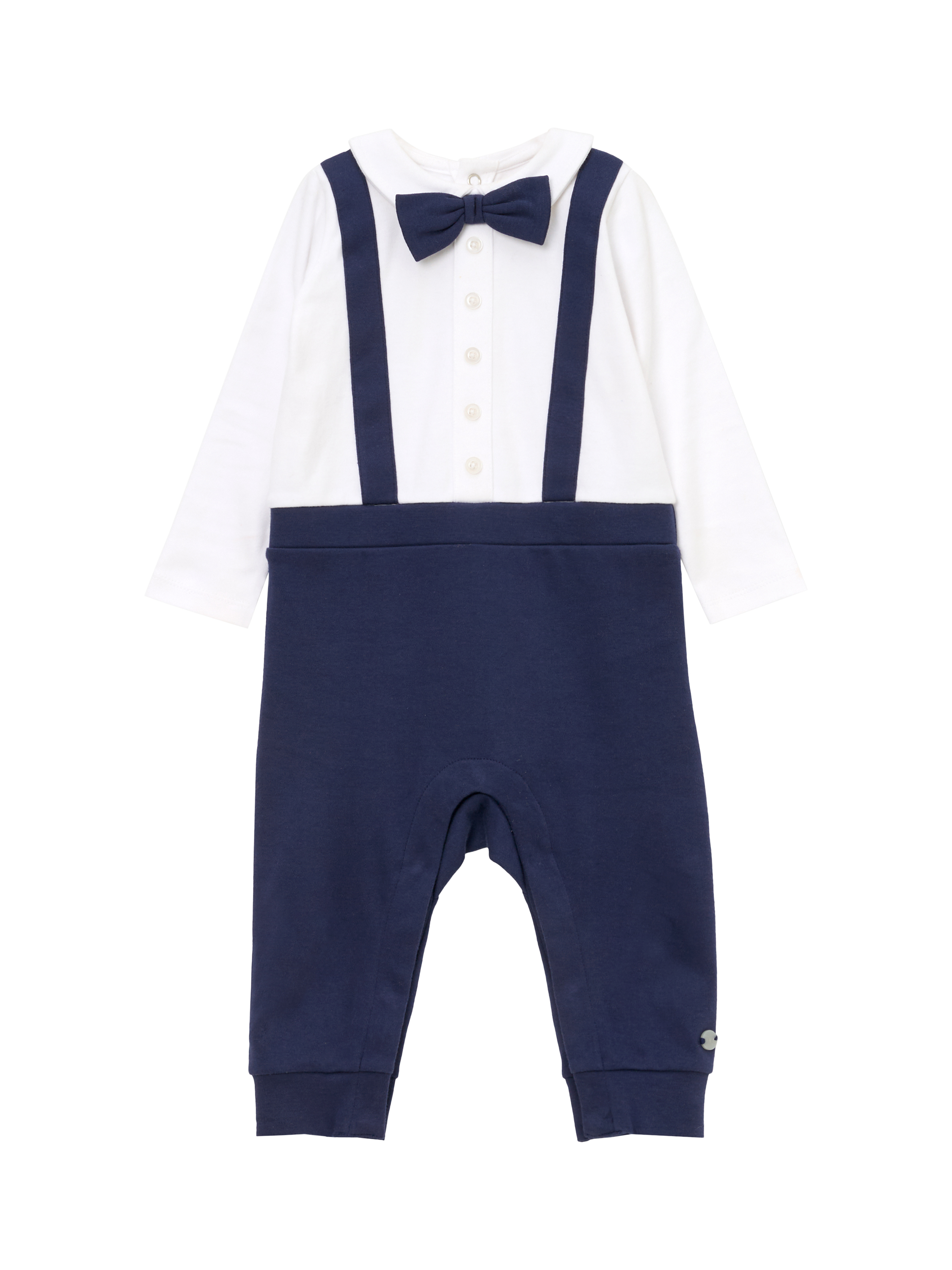 Product image 3 of 5, which shows Angel & Rocket Baby's Bow Tie Onesie, Navy, 0-3 months