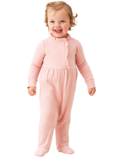 Angel & Rocket Baby's Cotton Blend Broderie Trim Onesie, Pink, Pink