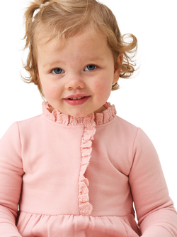Angel & Rocket Baby's Cotton Blend Broderie Trim Onesie, Pink - view 2, Pink