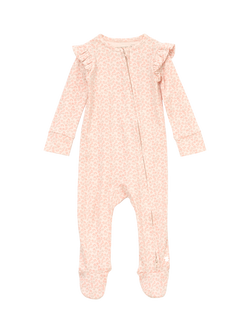 Angel & Rocket Baby Cotton Frilled Floral Print Onesie, Pink, Pink