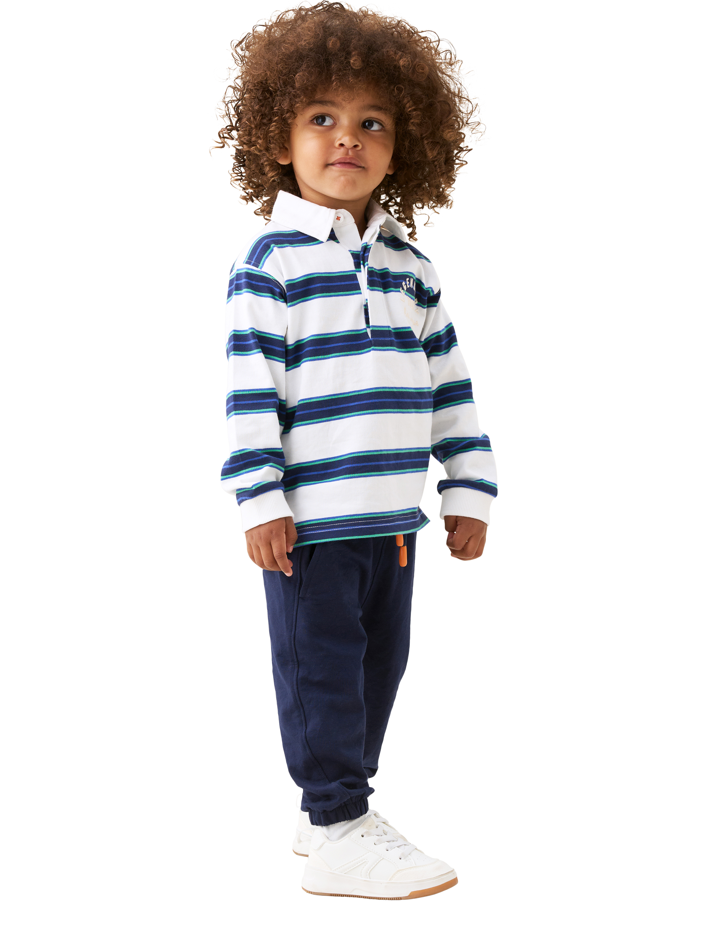 Product image 2 of 4, which shows Angel & Rocket Baby Mini Rugby Co-Ord Set, Blue, 3-6 months