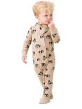 Angel & Rocket Baby Panda Print Sleepsuit, Brown