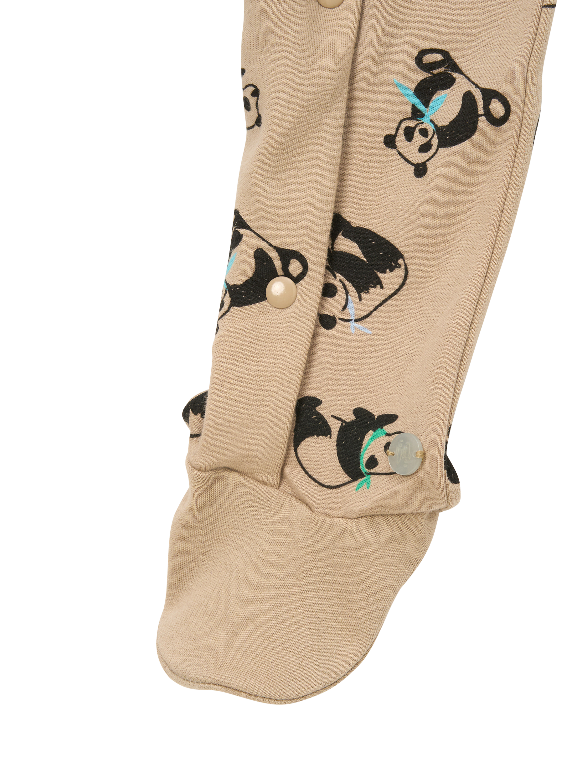 Product image 5 of 6, which shows Angel & Rocket Baby Panda Print Sleepsuit, Brown, 0-3 months