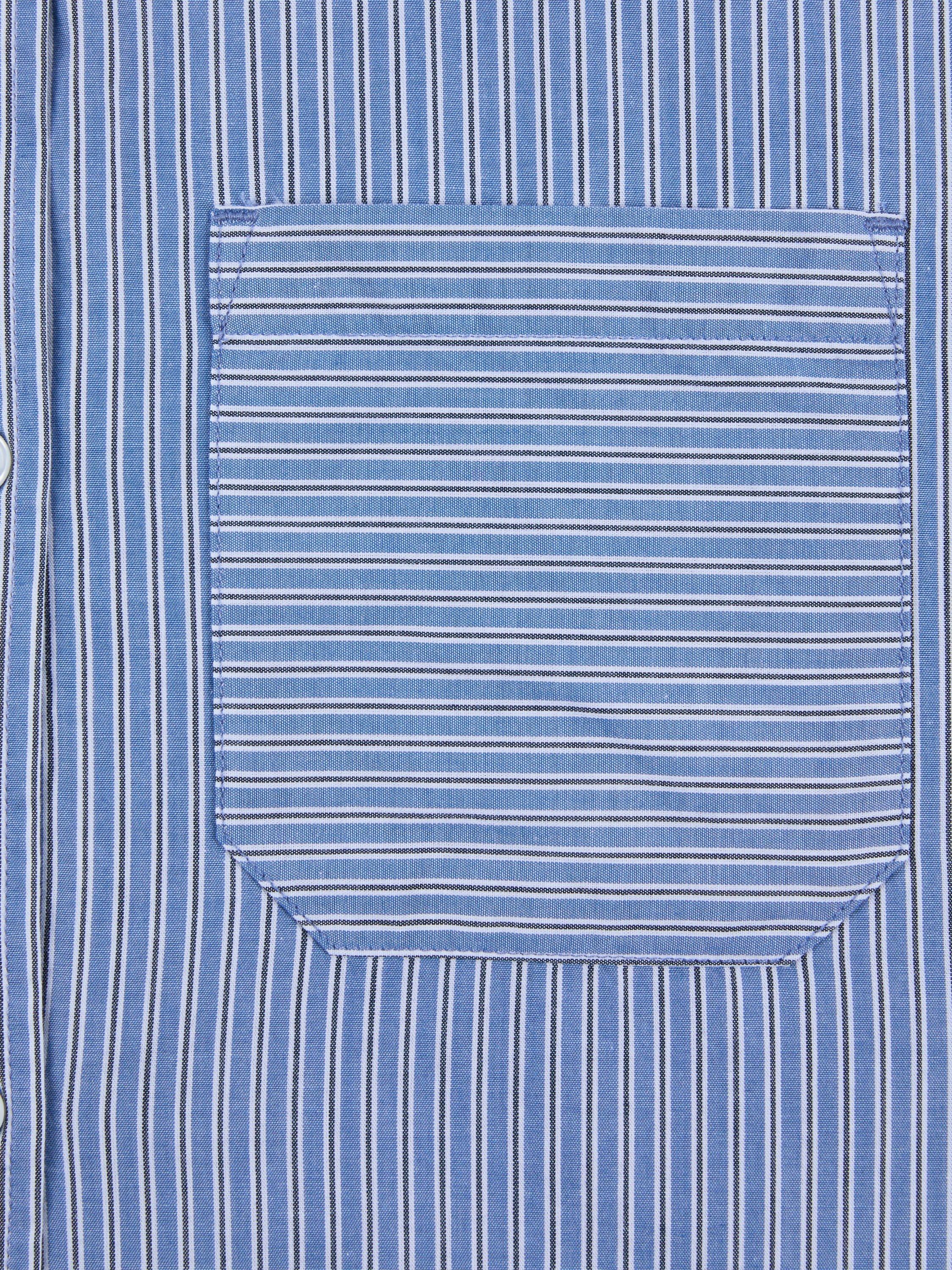 Product image 5 of 6, which shows Chelsea Peers Boyfriend Fit Stripe Shirt, Blue/White, 10