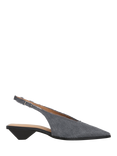 Flattered Avalon Leather Pointed Toe Slingback Shoes, Grey