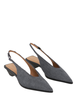 Flattered Avalon Leather Pointed Toe Slingback Shoes, Grey - view 2, Grey