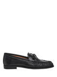 Flattered Dylan Leather Pointed Toe Bow Loafers, Black