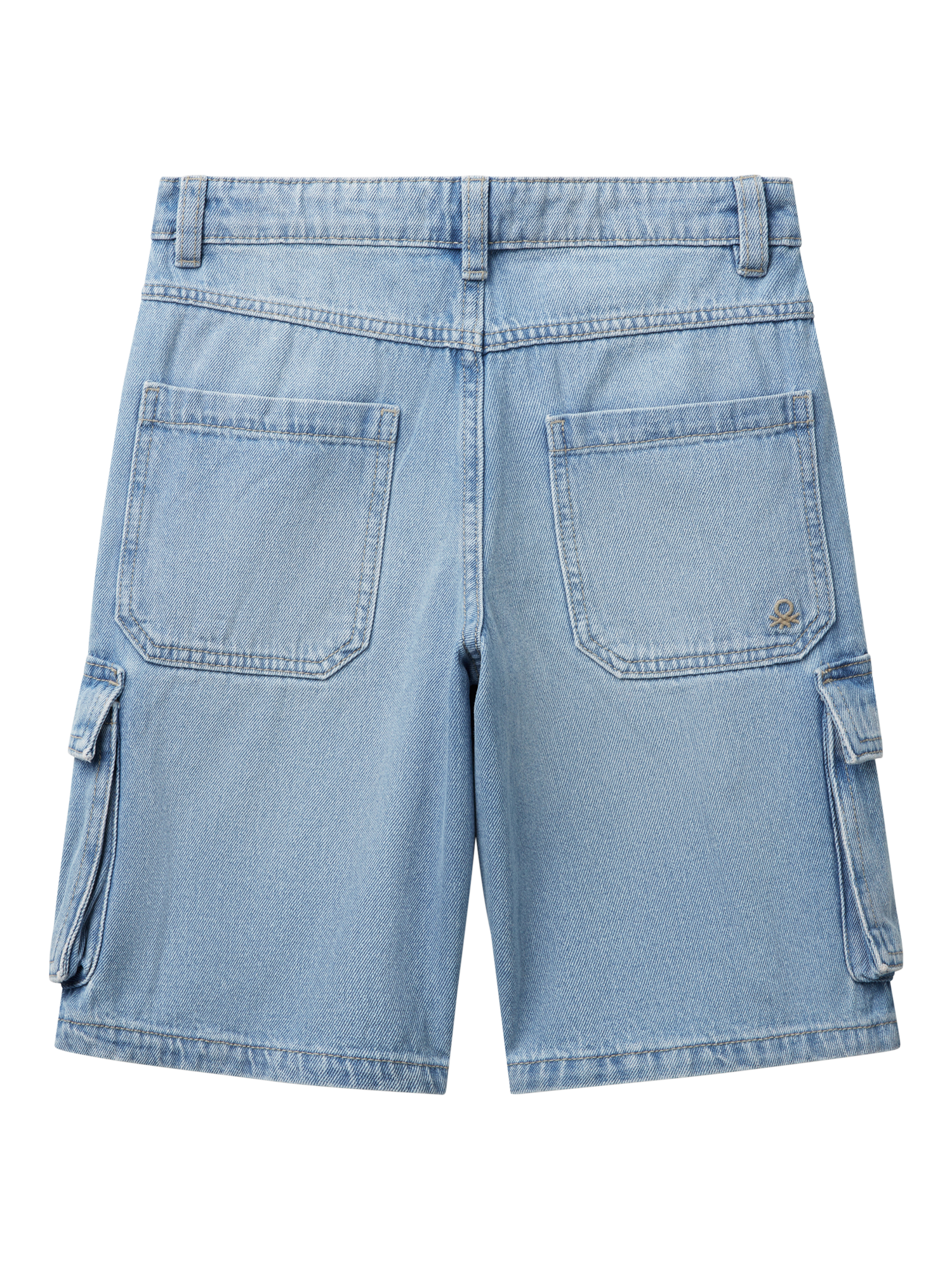 Product image 2 of 3, which shows Benetton Kids' Below-Knee Denim Shorts, Blue, 6-7 years