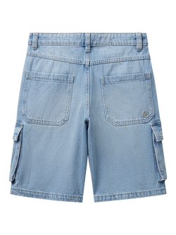 Benetton Kids' Below-Knee Denim Shorts, Blue - view 2, Blue