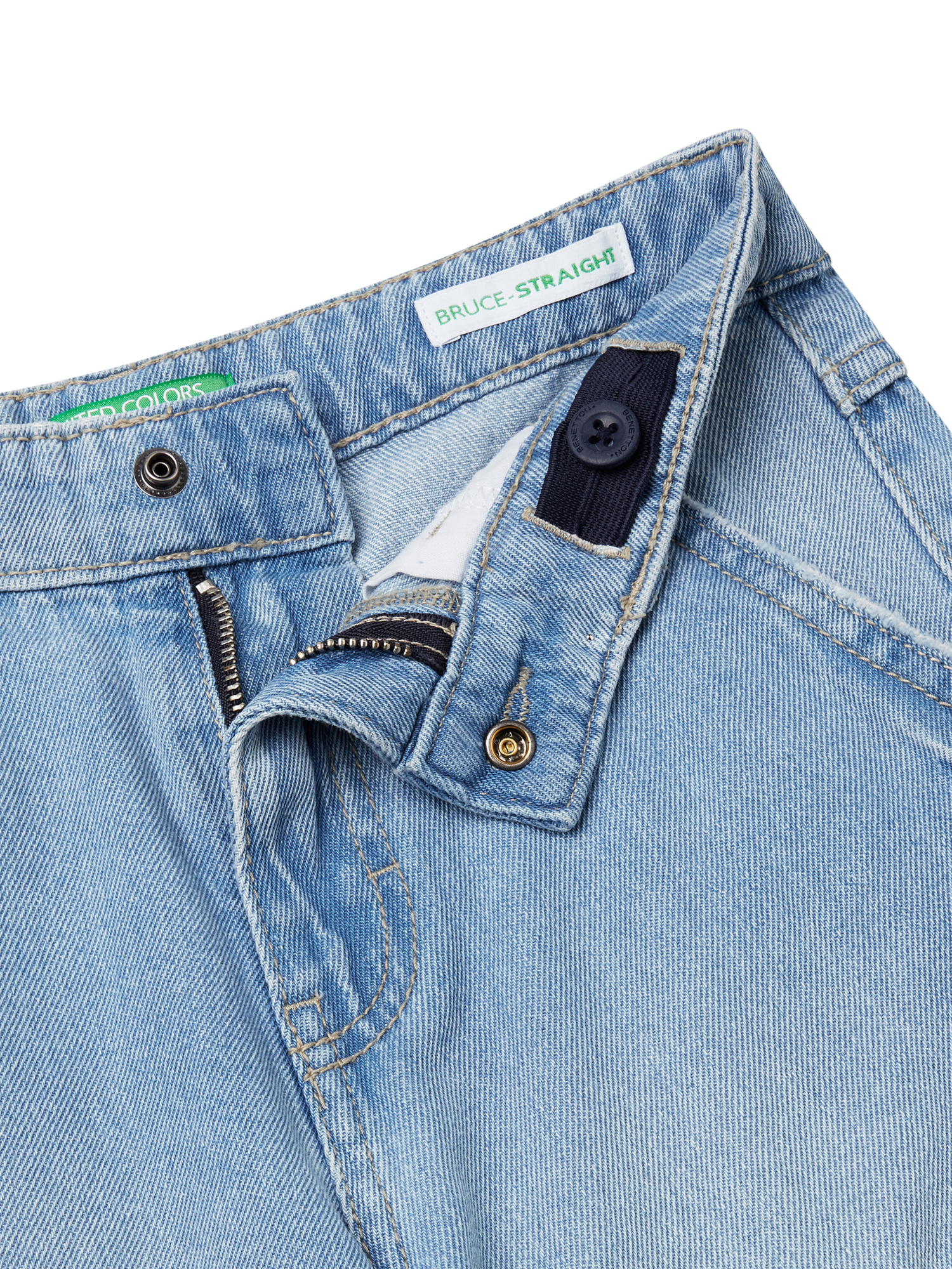 Product image 3 of 3, which shows Benetton Kids' Below-Knee Denim Shorts, Blue, 6-7 years